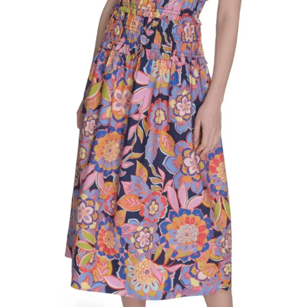 $138 Eliza J 100% Cotton Floral Print Midi Dress 20W NWT - Picture 5 of 12